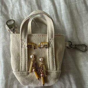 Women’s teacher mini bag with earrings. Perfect for lanyard and keys